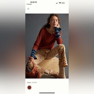 Anthropologie Pilcro Crochet Cuffed Top Cedar Size Sm Bohemian 70s Hippie Beach